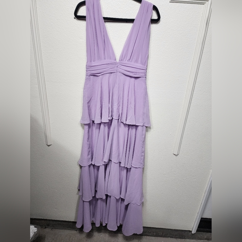 Lulus Amazing Evening Lavender Tiered Maxi Dress L Wedding Party Prom Spring - Picture 10 of 10